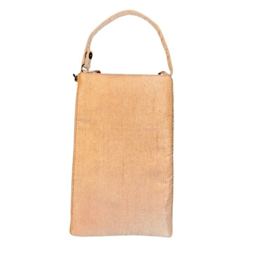 4/$40 Geometric Cream‎ and Gold Beaded Beaded Crossbody or Hand Bag